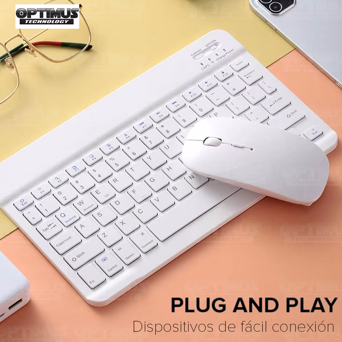 Kit Case Forro Protector Antigolpes + Teclado y Mouse Ratón Bluetooth para Tablet Lenovo M10 Plus Tb-x606f OPTIMUS TECHNOLOGY™ -