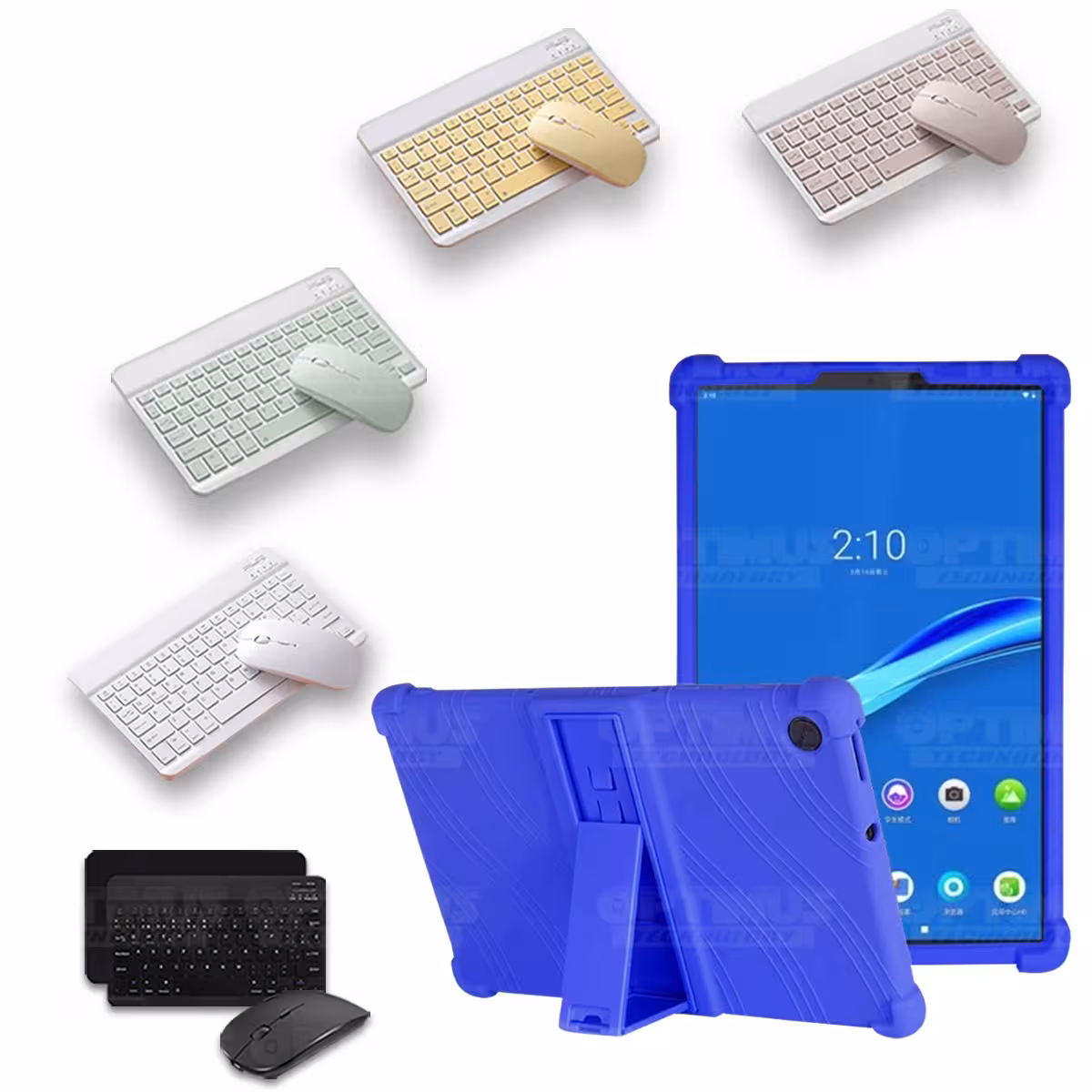 Kit Case Forro Protector Antigolpes + Teclado y Mouse Ratón Bluetooth para Tablet Lenovo M10 Plus Tb-x606f OPTIMUS TECHNOLOGY™ -