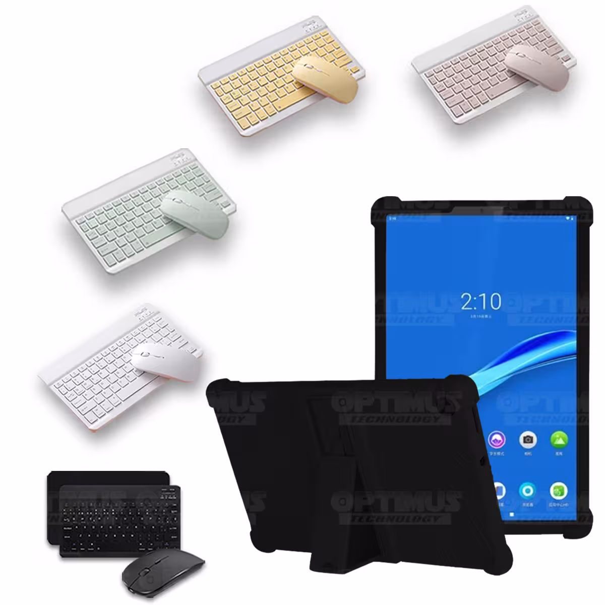 Kit Case Forro Protector Antigolpes + Teclado y Mouse Ratón Bluetooth para Tablet Lenovo M10 Plus Tb-x606f OPTIMUS TECHNOLOGY™ -