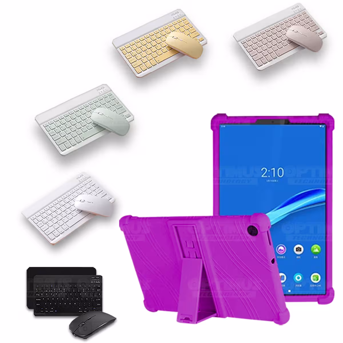 Kit Case Forro Protector Antigolpes + Teclado y Mouse Ratón Bluetooth para Tablet Lenovo M10 Plus Tb-x606f OPTIMUS TECHNOLOGY™ -