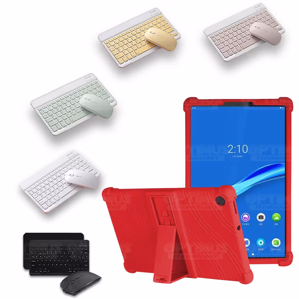 Kit Case Forro Protector Antigolpes + Teclado y Mouse Ratón Bluetooth para Tablet Lenovo M10 Plus Tb-x606f OPTIMUS TECHNOLOGY™ -