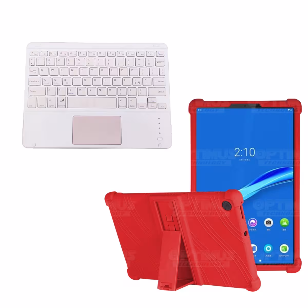 Kit Case Estuche Protector Antigolpes + Teclado Mouse Touchpad Bluetooth para Tablet Lenovo M10 Plus Tb-x606f OPTIMUS TECHNOLOGY