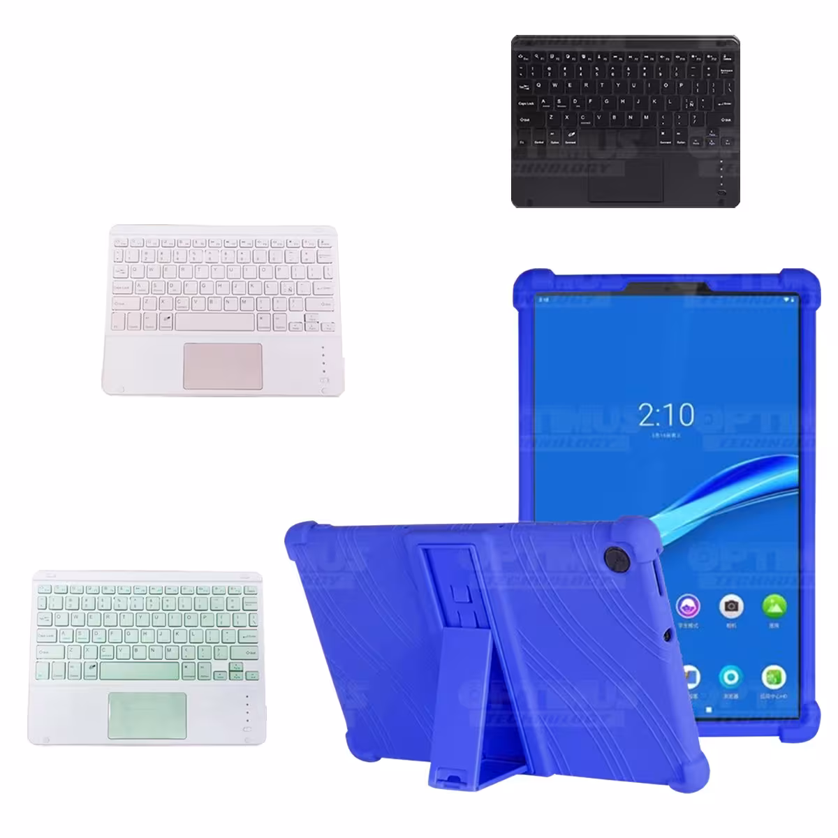 Kit Case Estuche Protector Antigolpes + Teclado Mouse Touchpad Bluetooth para Tablet Lenovo M10 Plus Tb-x606f OPTIMUS TECHNOLOGY