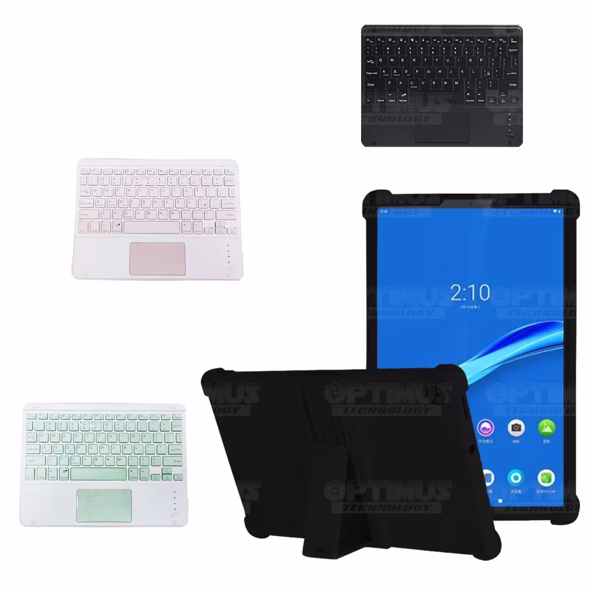 Kit Case Estuche Protector Antigolpes + Teclado Mouse Touchpad Bluetooth para Tablet Lenovo M10 Plus Tb-x606f OPTIMUS TECHNOLOGY