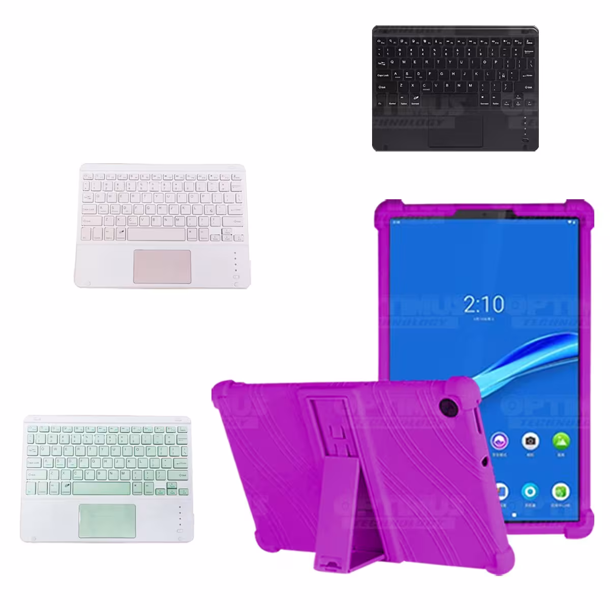 Kit Case Estuche Protector Antigolpes + Teclado Mouse Touchpad Bluetooth para Tablet Lenovo M10 Plus Tb-x606f OPTIMUS TECHNOLOGY