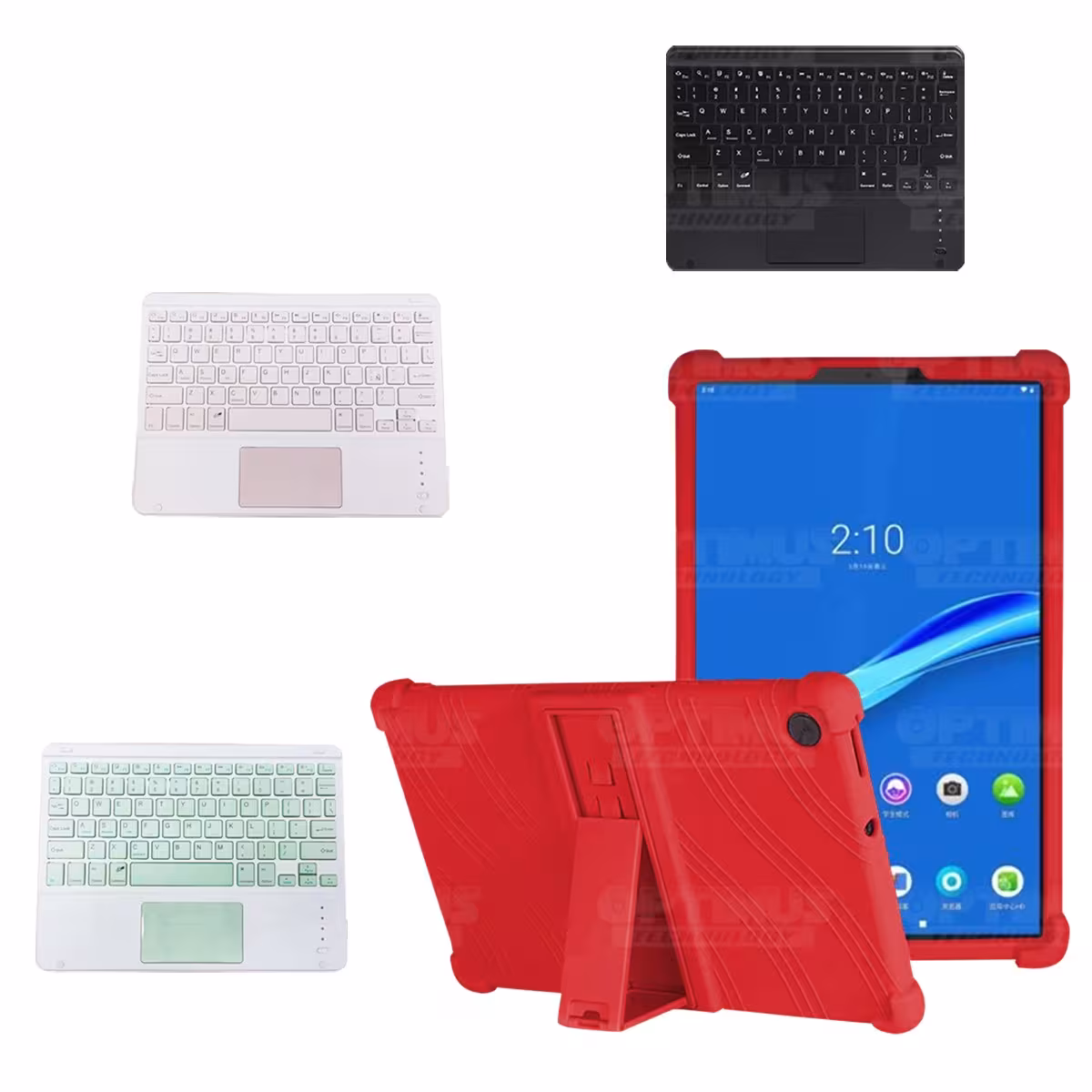 Kit Case Estuche Protector Antigolpes + Teclado Mouse Touchpad Bluetooth para Tablet Lenovo M10 Plus Tb-x606f OPTIMUS TECHNOLOGY