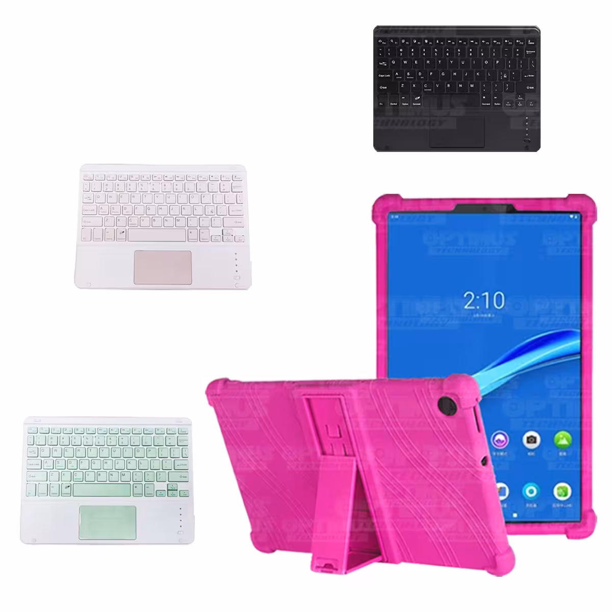 Kit Case Estuche Protector Antigolpes + Teclado Mouse Touchpad Bluetooth para Tablet Lenovo M10 Plus Tb-x606f OPTIMUS TECHNOLOGY