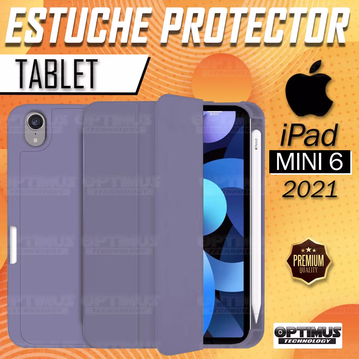 Kit Vidrio templado y Estuche Protector con portalápiz antigolpes Tablet IPad Mini 6 2021 OPTIMUS TECHNOLOGY™ - 18