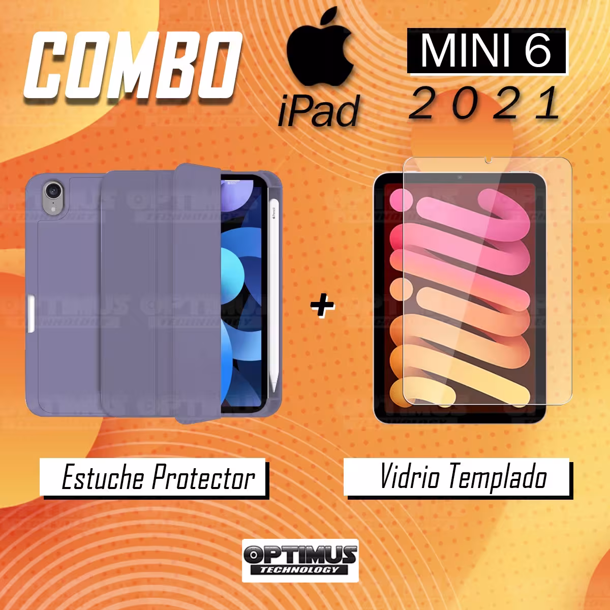 Kit Vidrio templado y Estuche Protector con portalápiz antigolpes Tablet IPad Mini 6 2021 OPTIMUS TECHNOLOGY™ - 17