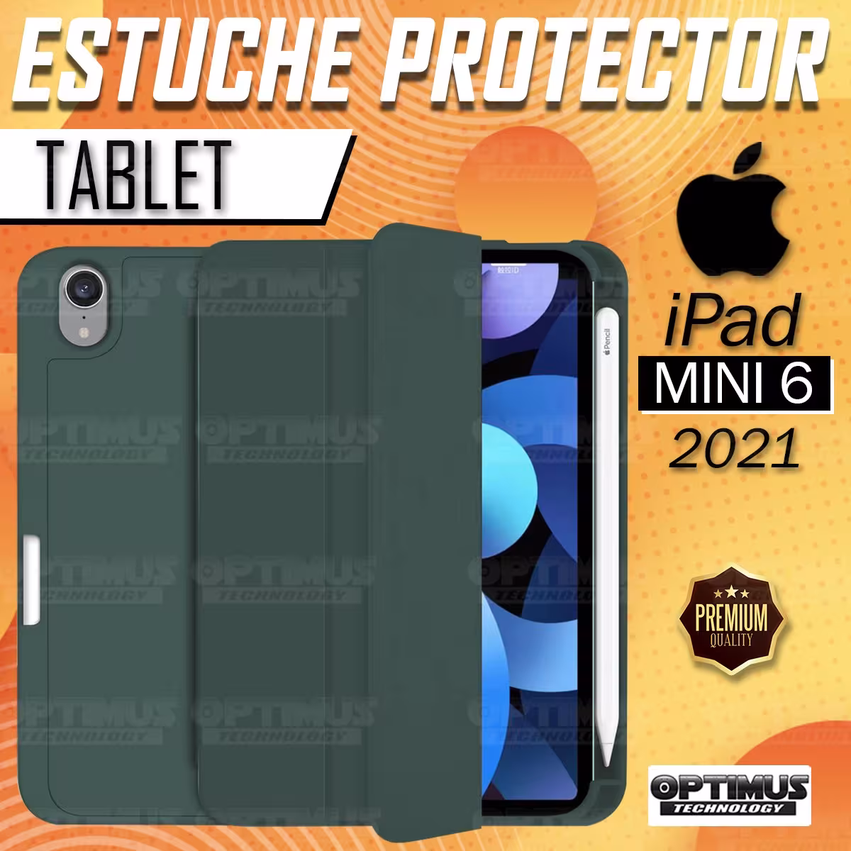 Kit Vidrio templado y Estuche Protector con portalápiz antigolpes Tablet IPad Mini 6 2021 OPTIMUS TECHNOLOGY™ - 23