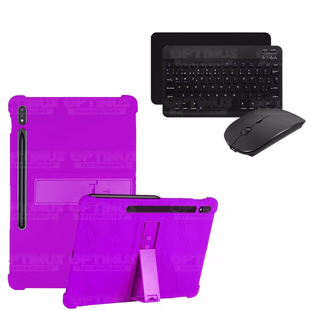 Kit Case Forro Protector Antigolpes + Teclado y Mouse Ratón Bluetooth para Tablet Samsung Galaxy Tab S7 FE 12,4" Pulgadas