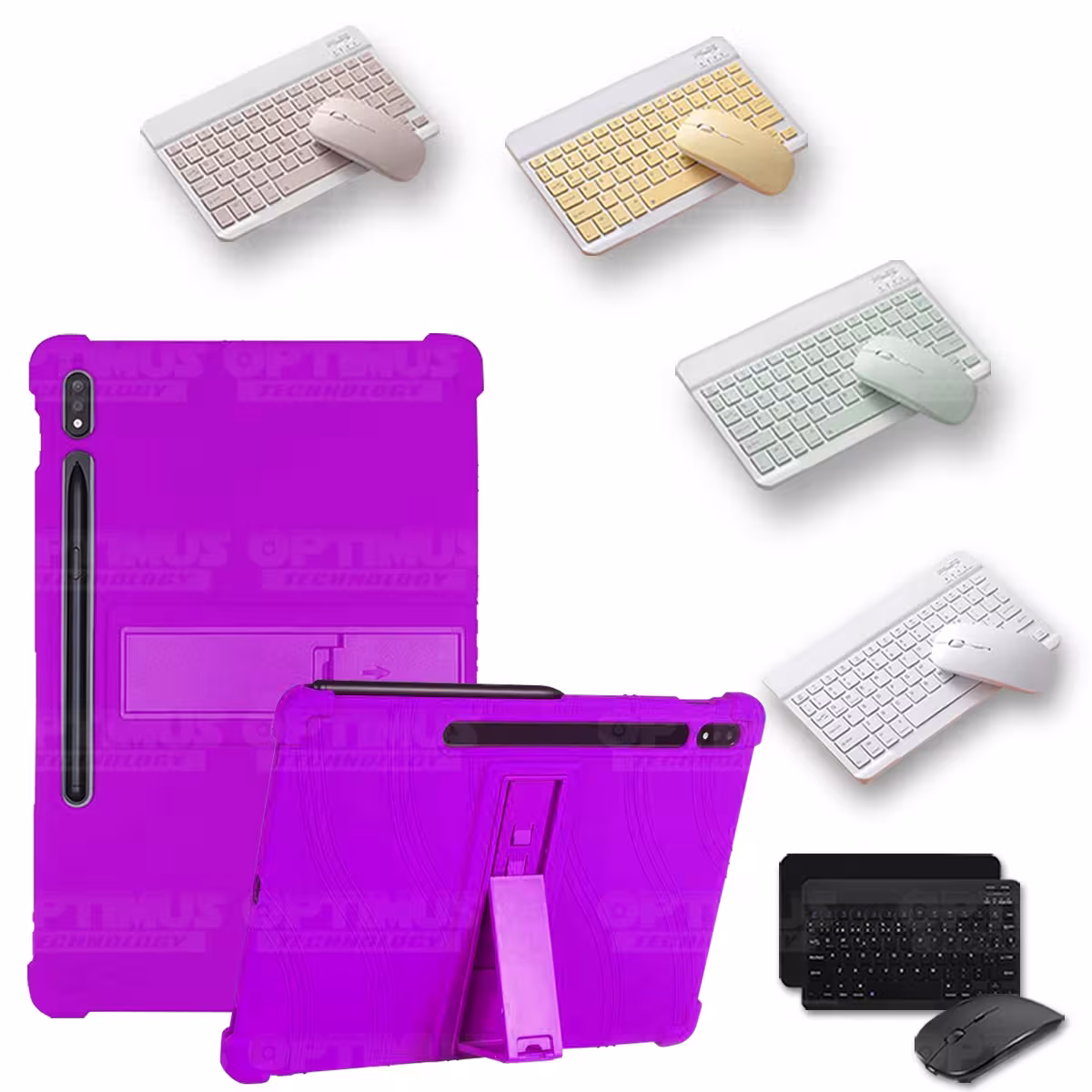 Kit Case Forro Protector Antigolpes + Teclado y Mouse Ratón Bluetooth para Tablet Samsung Galaxy Tab S7 FE 12,4" Pulgadas