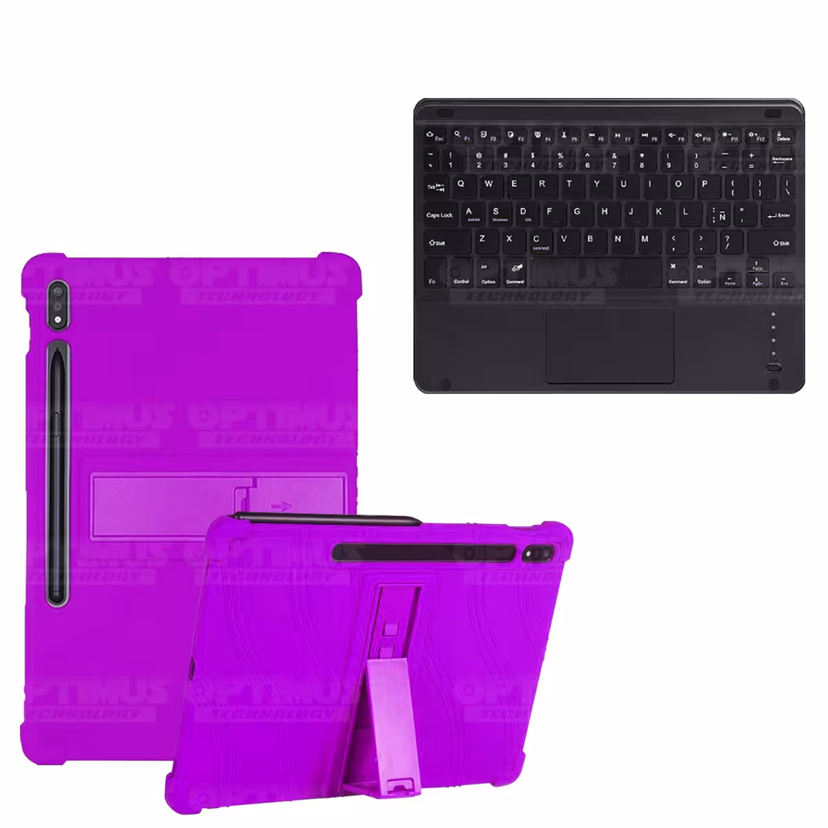 Kit Case Estuche Protector Antigolpes + Teclado Mouse Touchpad Bluetooth para Tablet Samsung Galaxy Tab S7 FE 12,4" Pulgadas