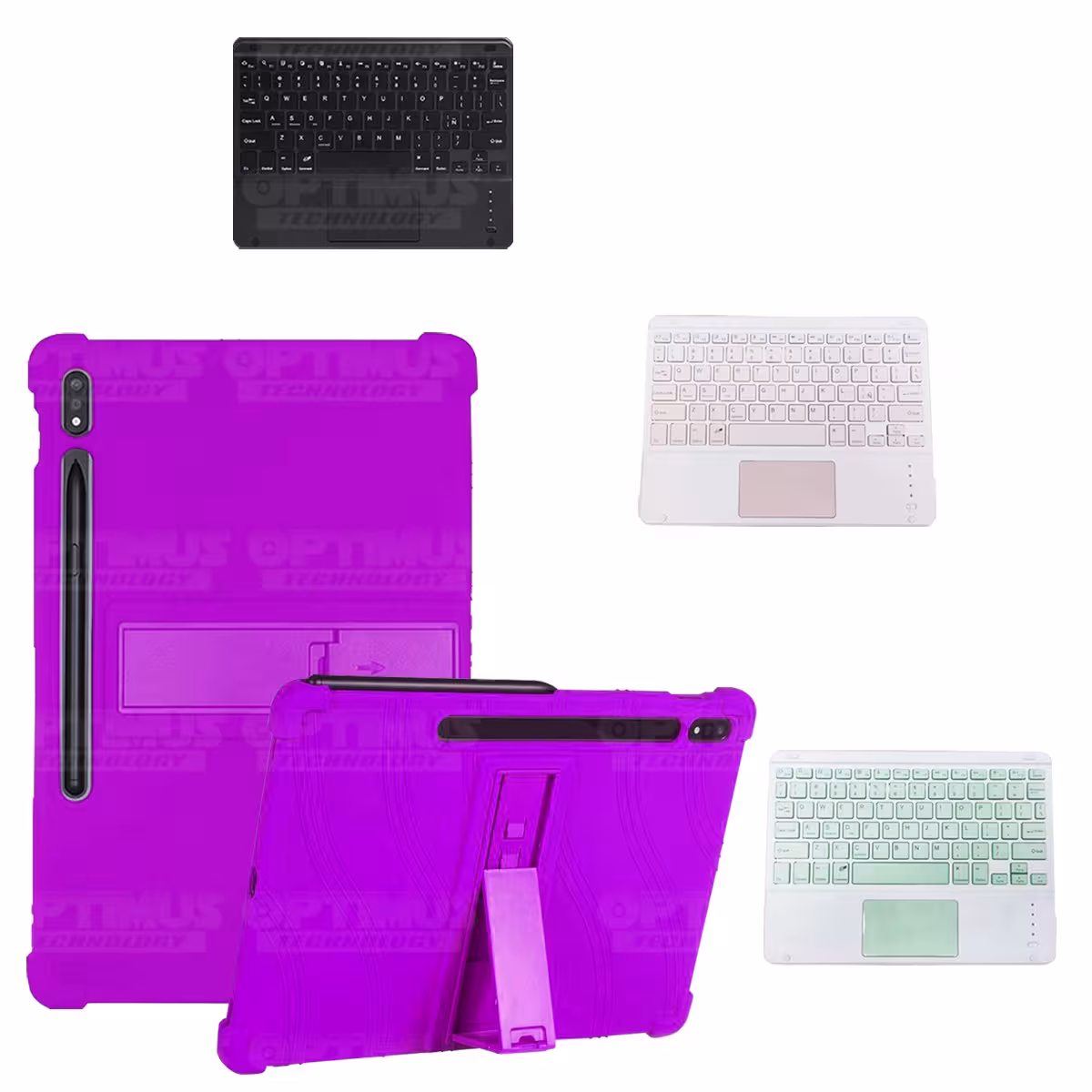 Kit Case Estuche Protector Antigolpes + Teclado Mouse Touchpad Bluetooth para Tablet Samsung Galaxy Tab S7 FE 12,4" Pulgadas