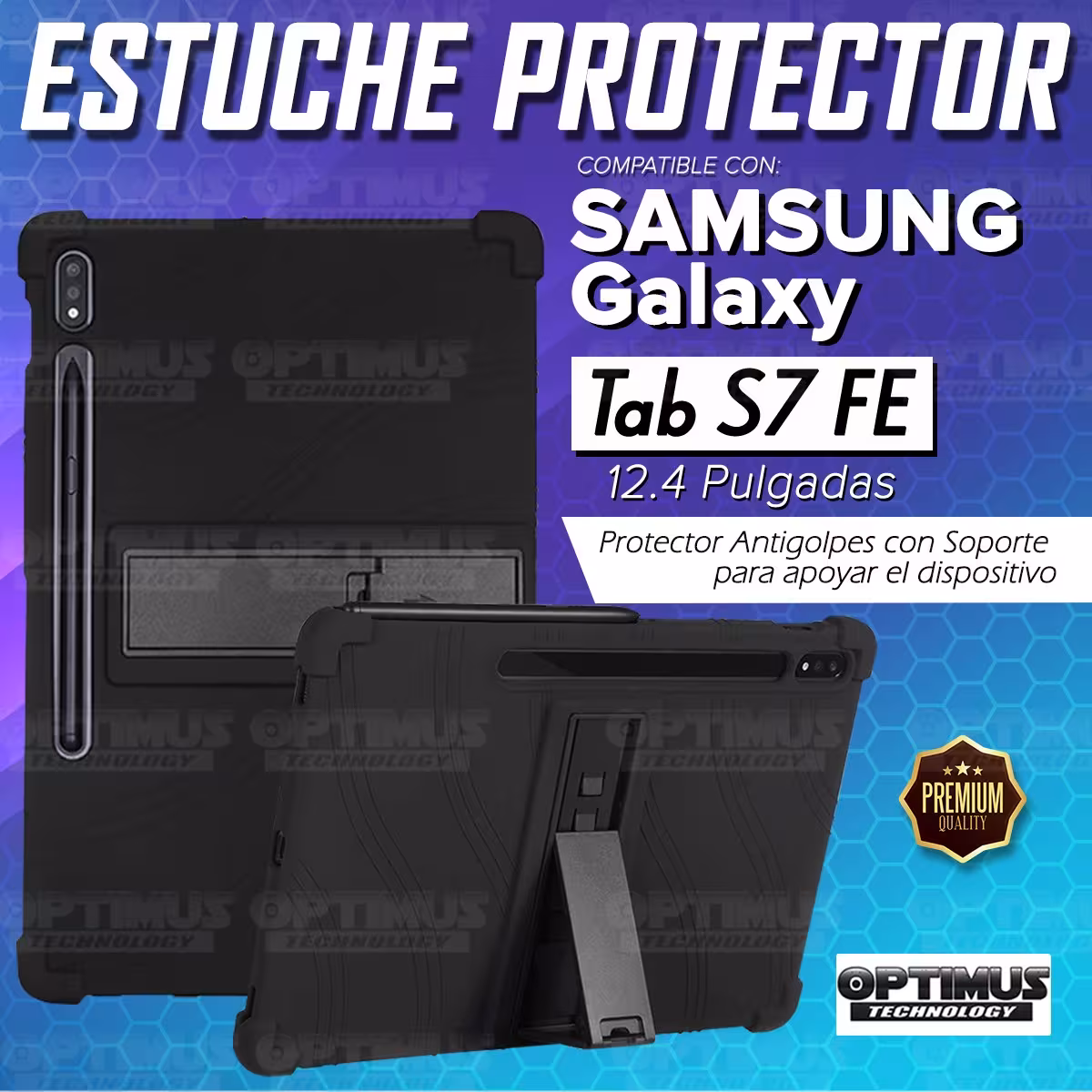 Kit Case Estuche Protector Antigolpes + Teclado Mouse Touchpad Bluetooth para Tablet Samsung Galaxy Tab S7 FE 12,4" Pulgadas