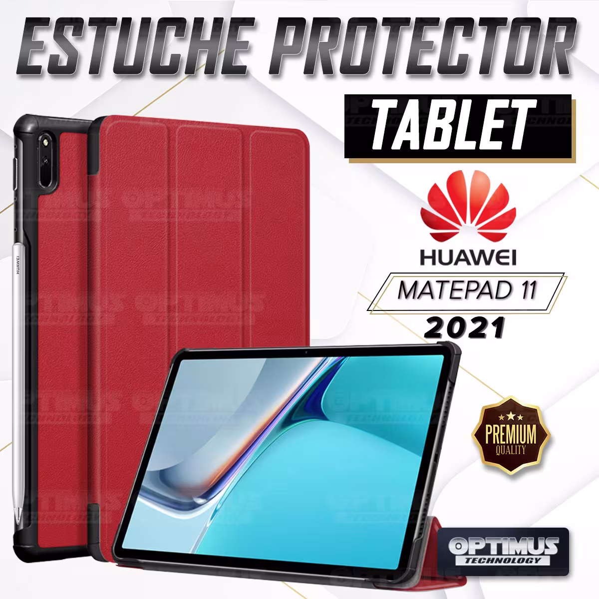 Kit Vidrio templado + Case Forro Protector + Teclado y Mouse Bluetooth para Tablet Huawei MatePad 11 2021 DBY-W09 - DBY-L09 OPTI