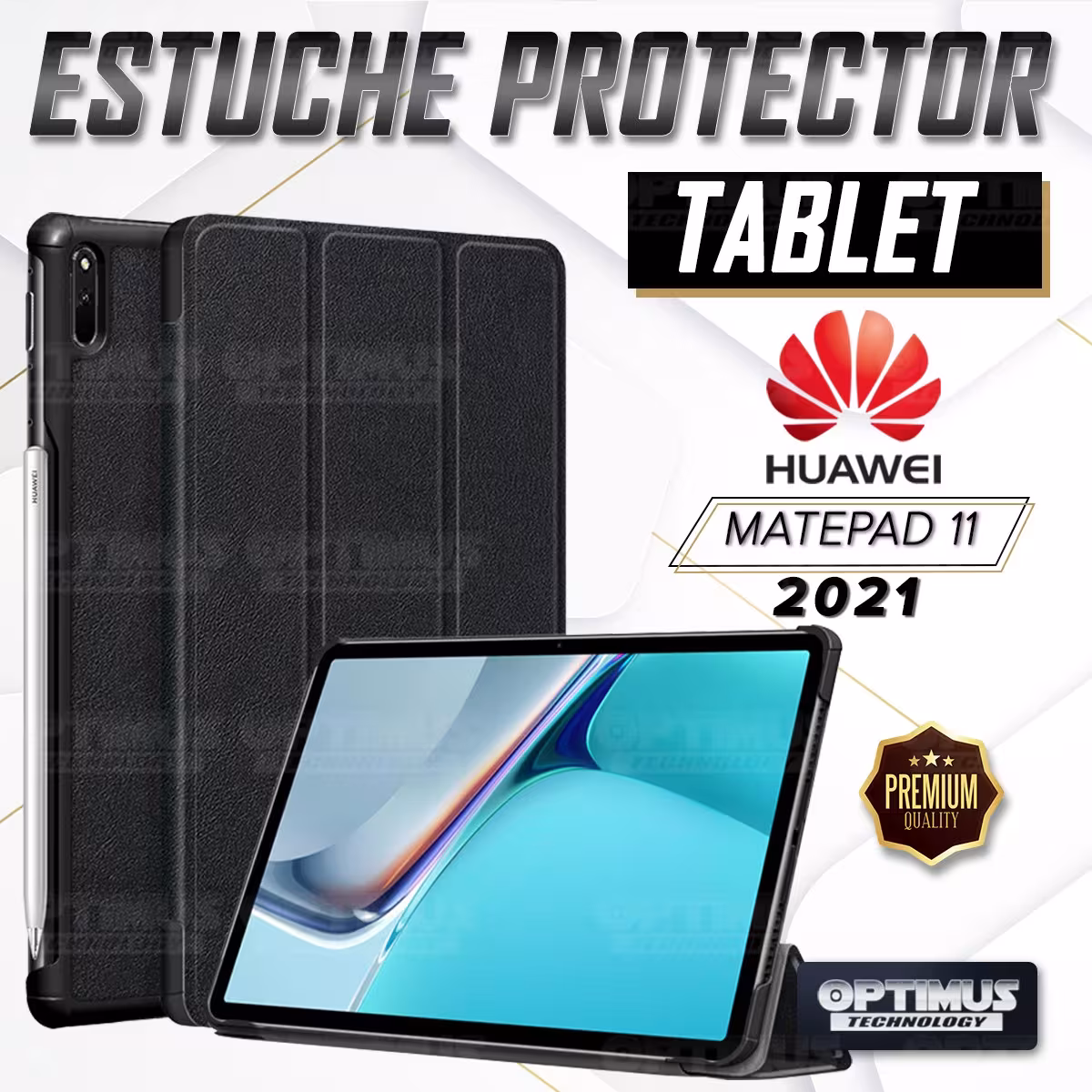 Kit Vidrio templado + Case Forro Protector + Teclado y Mouse Bluetooth para Tablet Huawei MatePad 11 2021 DBY-W09 - DBY-L09 OPTI
