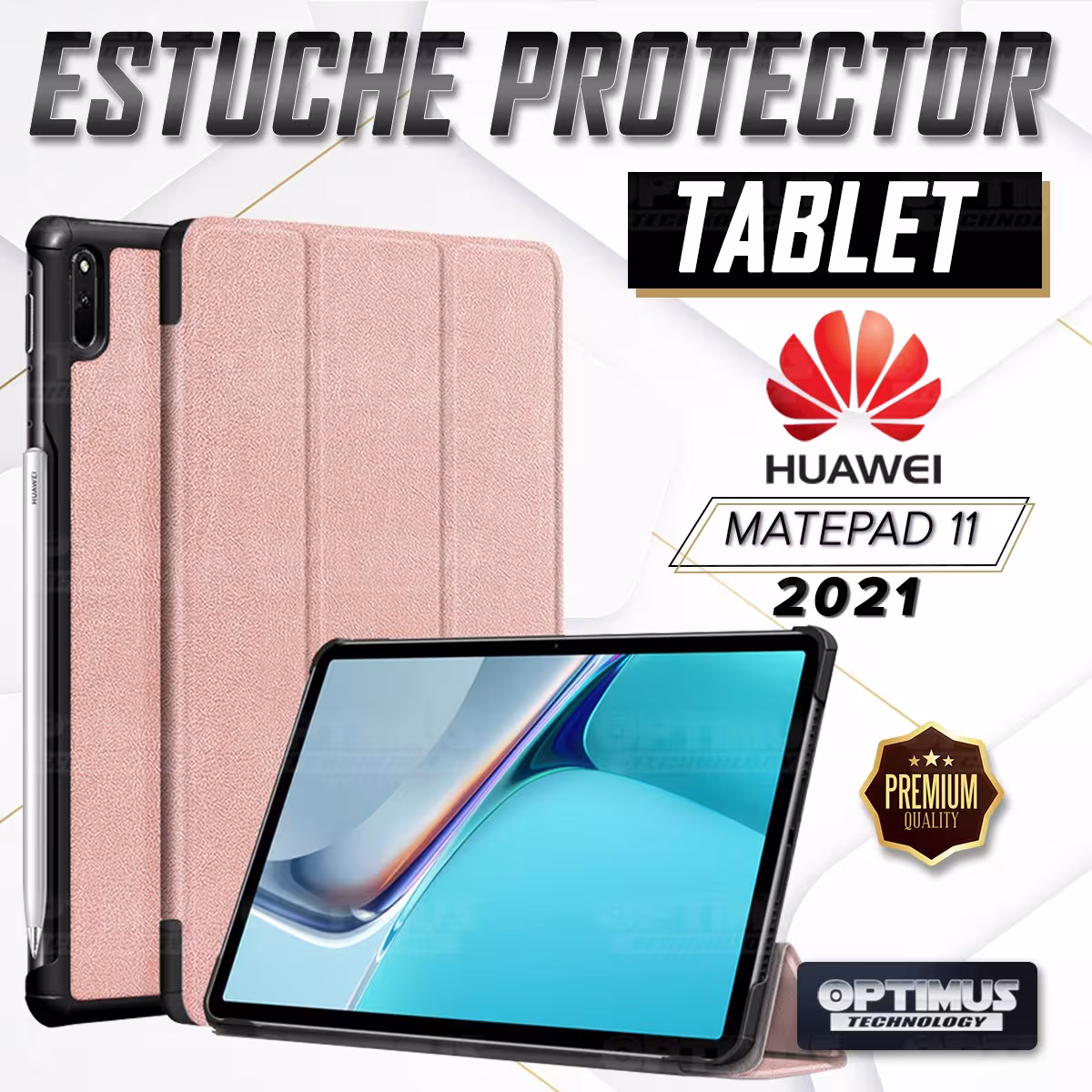Kit Vidrio templado + Case Forro Protector + Teclado y Mouse Bluetooth para Tablet Huawei MatePad 11 2021 DBY-W09 - DBY-L09 OPTI