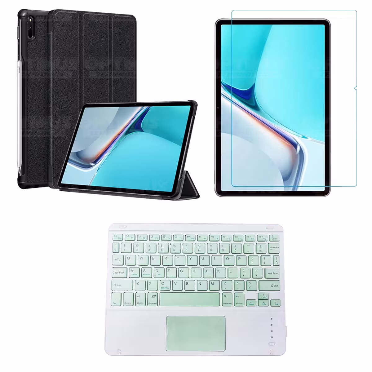 Kit Vidrio templado + Case Protector + Teclado con Mouse Touchpad Bluetooth Tablet Huawei MatePad 11 2021 DBY-W09 - DBY-L09 OPTI