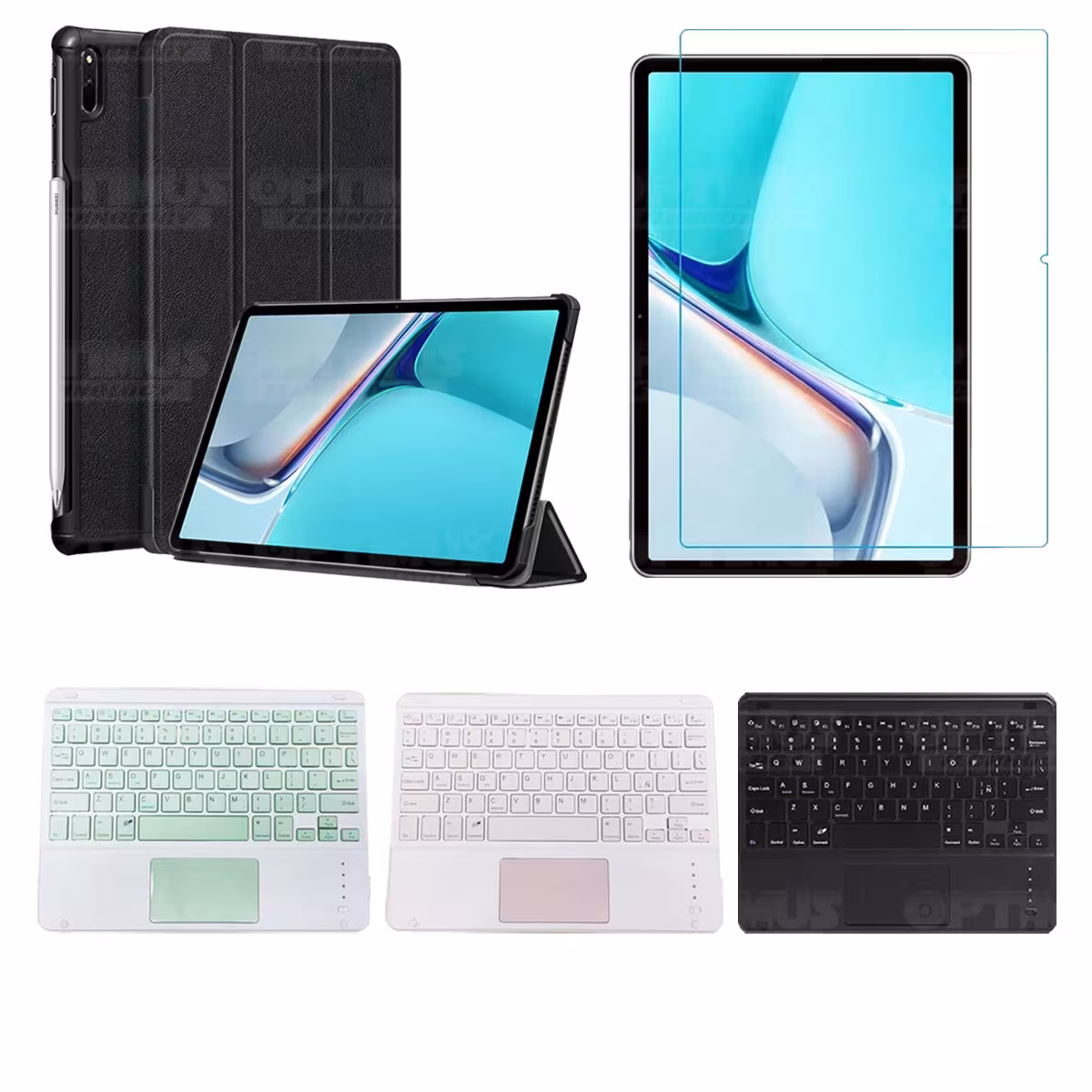 Kit Vidrio templado + Case Protector + Teclado con Mouse Touchpad Bluetooth Tablet Huawei MatePad 11 2021 DBY-W09 - DBY-L09 OPTI
