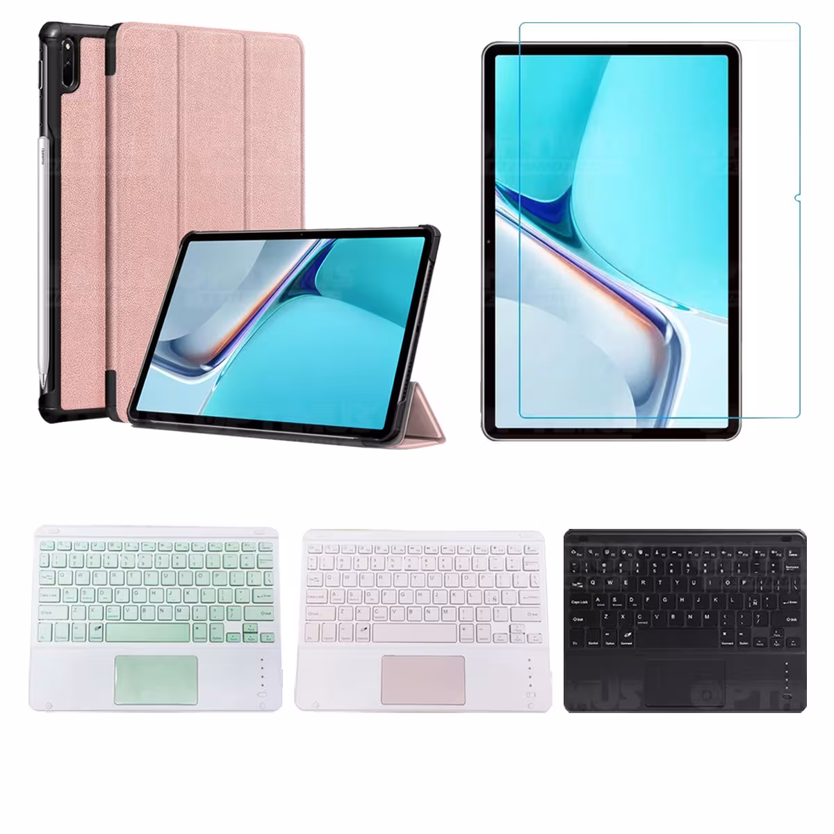 Kit Vidrio templado + Case Protector + Teclado con Mouse Touchpad Bluetooth Tablet Huawei MatePad 11 2021 DBY-W09 - DBY-L09 OPTI