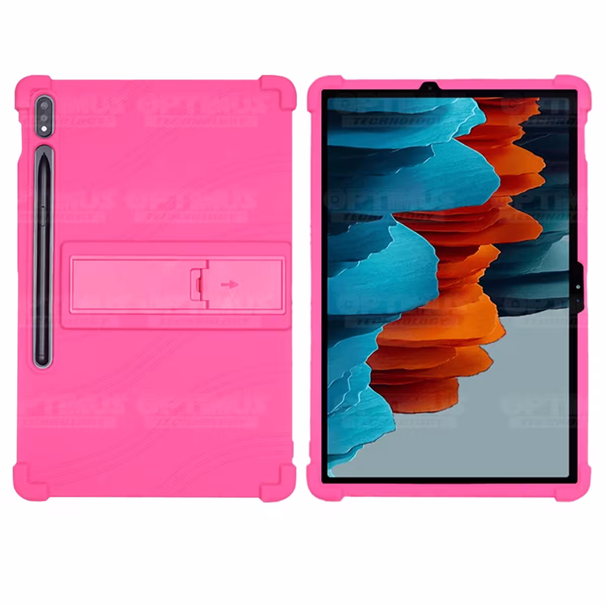 Estuche Case protector de goma Tablet Samsung Galaxy Tab S7 FE 12,4" Pulgadas Anti golpes con soporte OPTIMUS TECHNOLOGY™ - 8