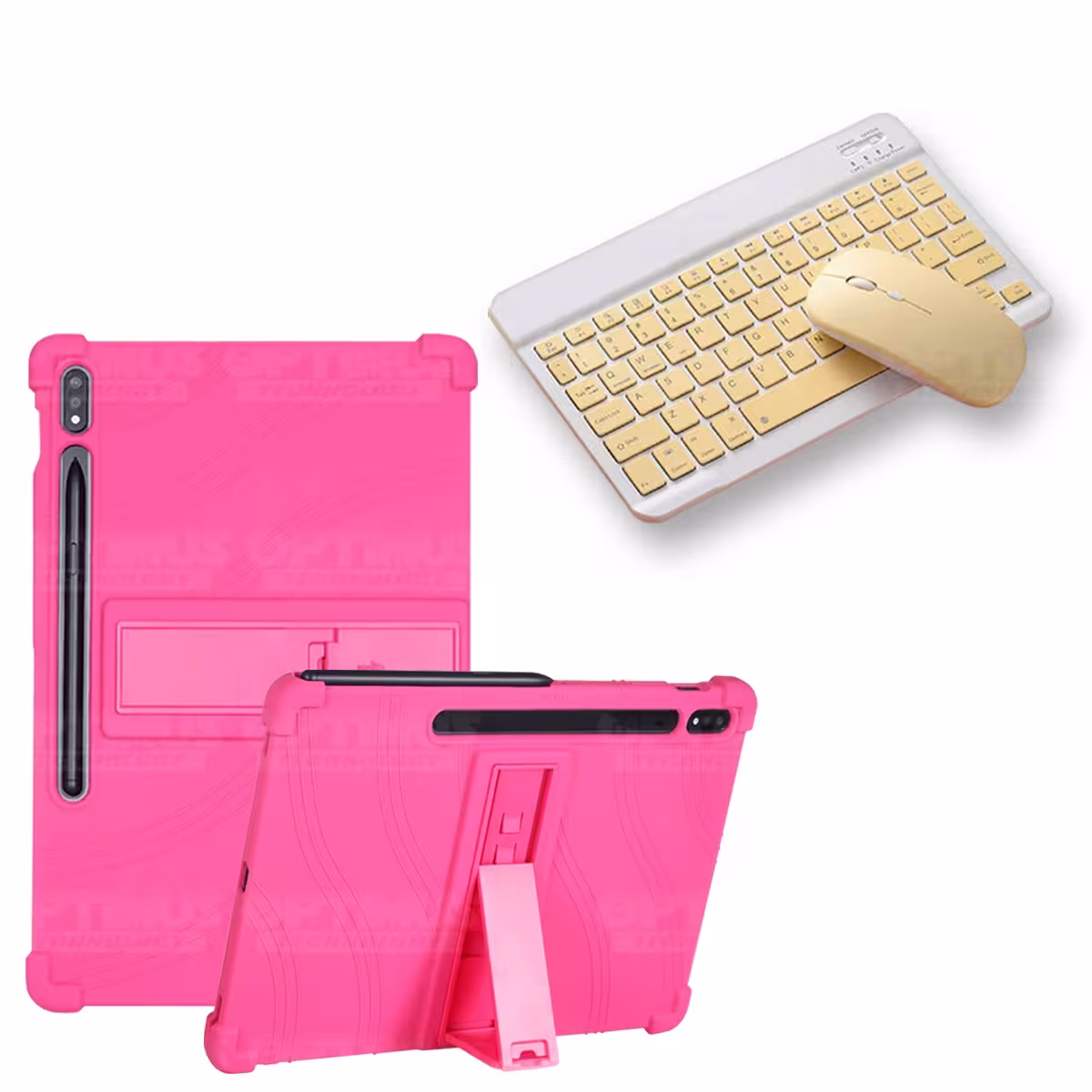 Kit Case Forro Protector Antigolpes + Teclado y Mouse Ratón Bluetooth para Tablet Samsung Galaxy Tab S7 FE 12,4" Pulgadas OPTIMU