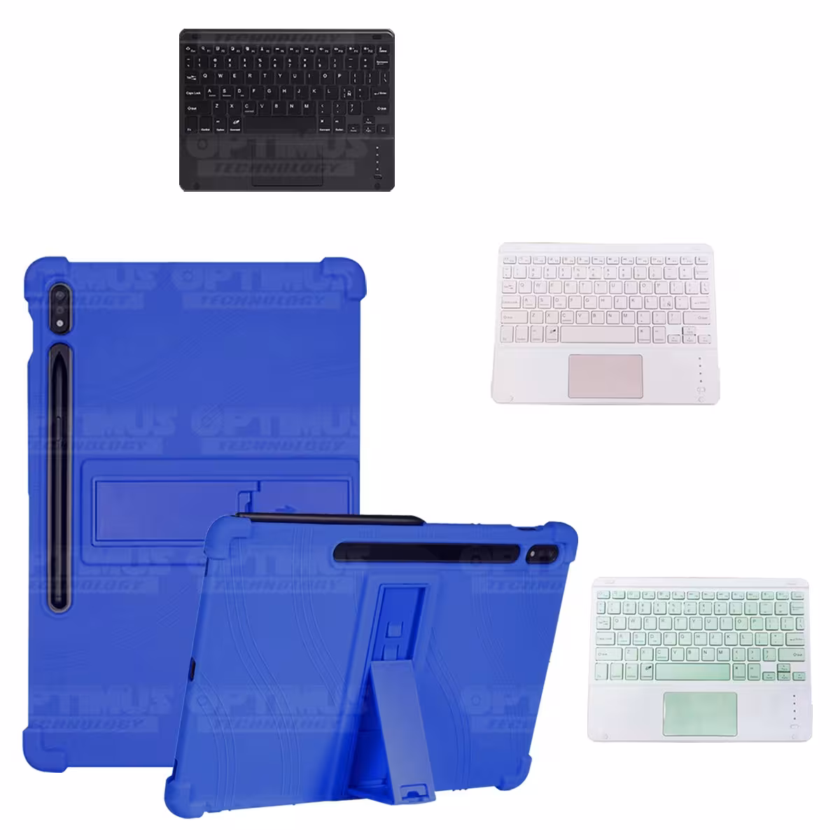 Kit Case Estuche Protector Antigolpes + Teclado Mouse Touchpad Bluetooth para Tablet Samsung Galaxy Tab S7 FE 12,4" Pulgadas OPT
