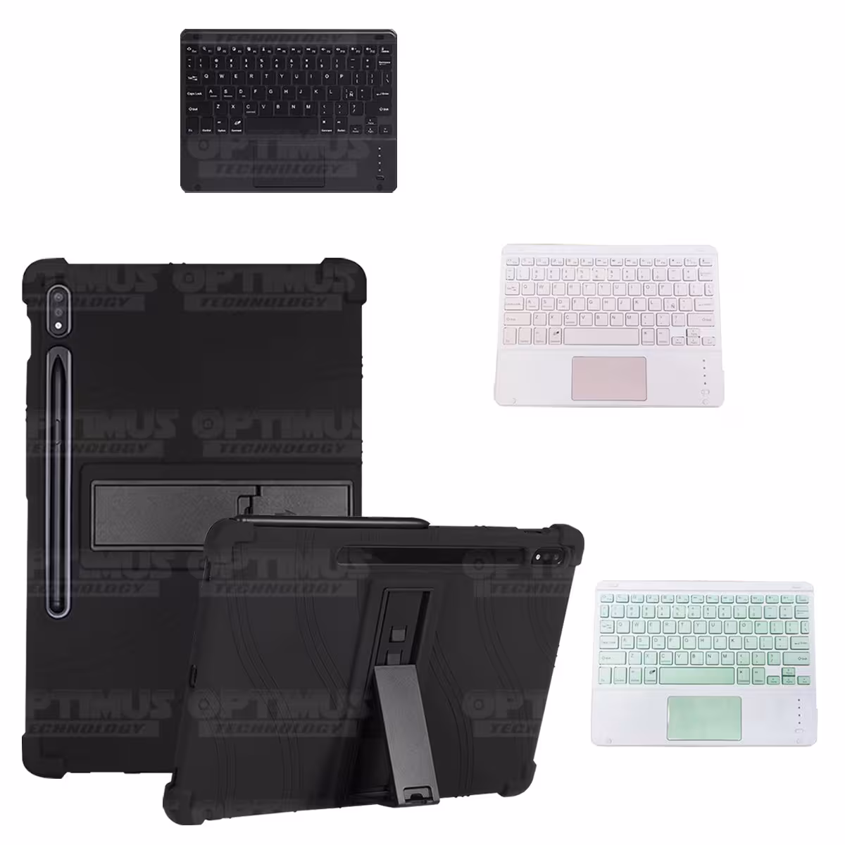 Kit Case Estuche Protector Antigolpes + Teclado Mouse Touchpad Bluetooth para Tablet Samsung Galaxy Tab S7 FE 12,4" Pulgadas OPT