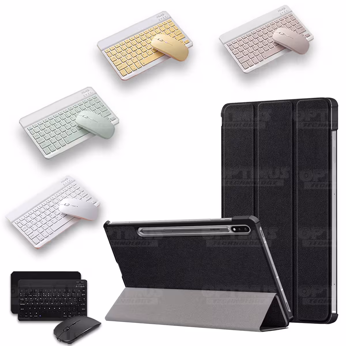 Kit Case Forro Protector + Teclado y Mouse Ratón Bluetooth para Tablet Samsung Galaxy Tab S7 FE 12,4" Pulgadas OPTIMUS TECHNOLOG