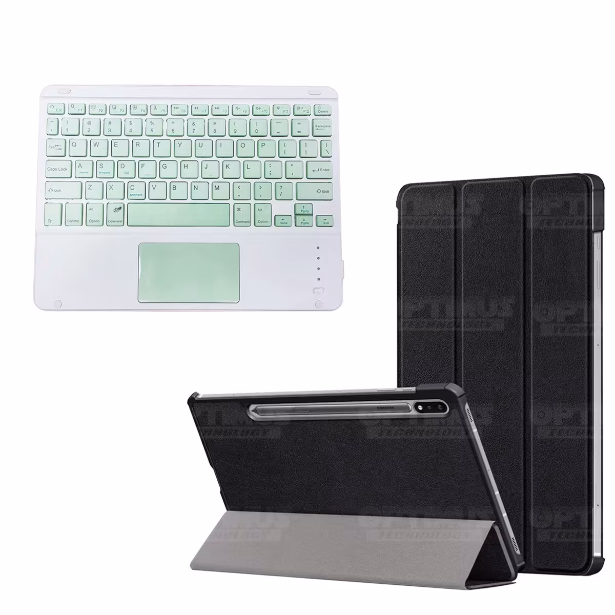 Kit Case Folio Protector + Teclado Mouse Touchpad Bluetooth para Tablet Samsung Galaxy Tab S7 FE 12,4" Pulgadas OPTIMUS TECHNOLO
