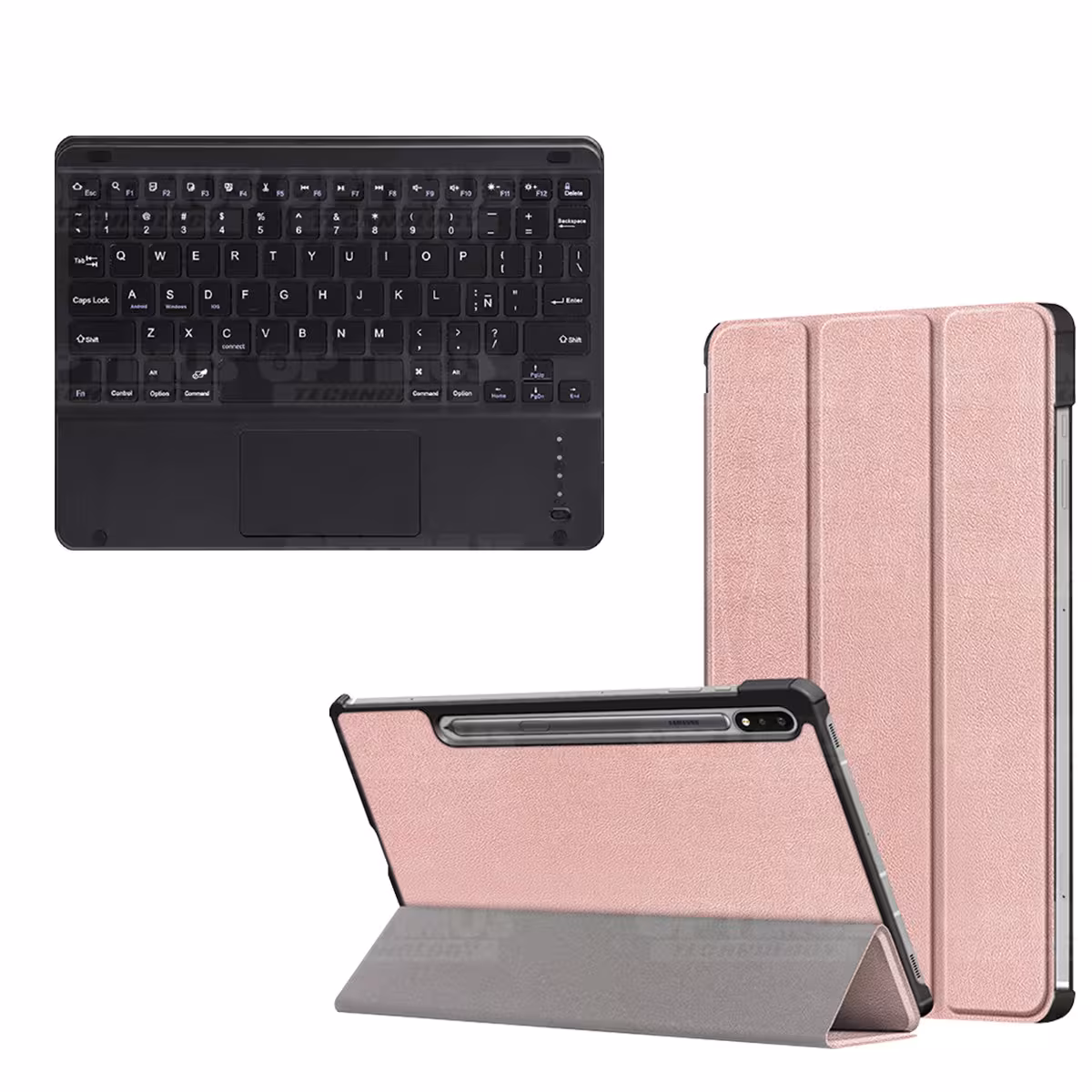 Kit Case Folio Protector + Teclado Mouse Touchpad Bluetooth para Tablet Samsung Galaxy Tab S7 FE 12,4" Pulgadas OPTIMUS TECHNOLO
