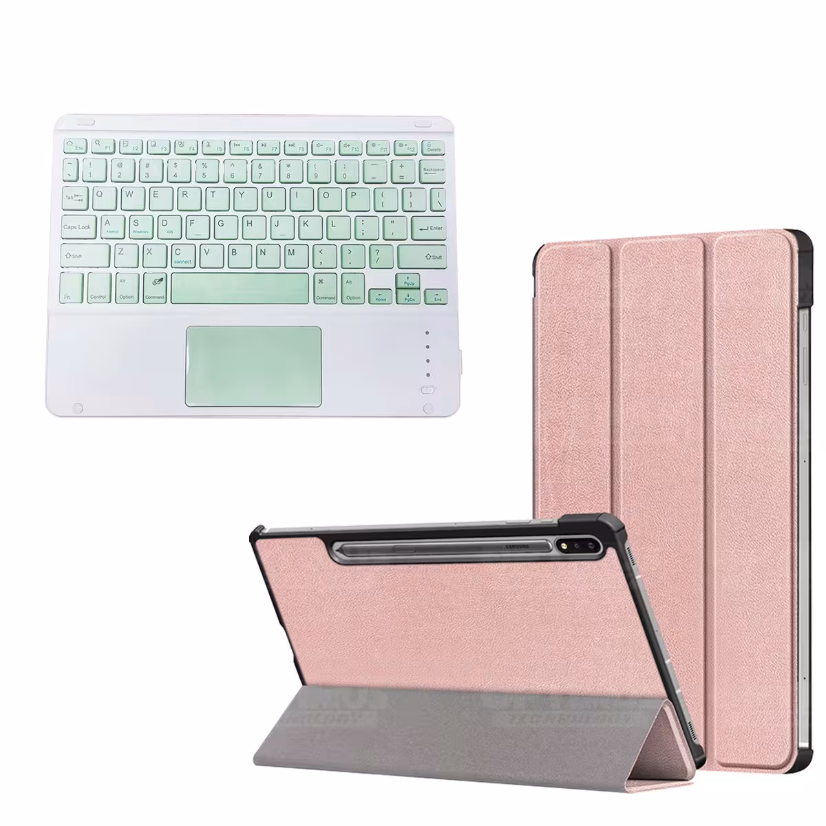 Kit Case Folio Protector + Teclado Mouse Touchpad Bluetooth para Tablet Samsung Galaxy Tab S7 FE 12,4" Pulgadas OPTIMUS TECHNOLO