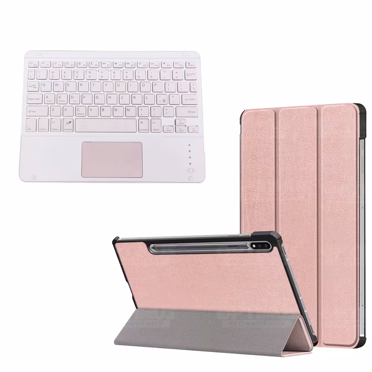 Kit Case Folio Protector + Teclado Mouse Touchpad Bluetooth para Tablet Samsung Galaxy Tab S7 FE 12,4" Pulgadas OPTIMUS TECHNOLO