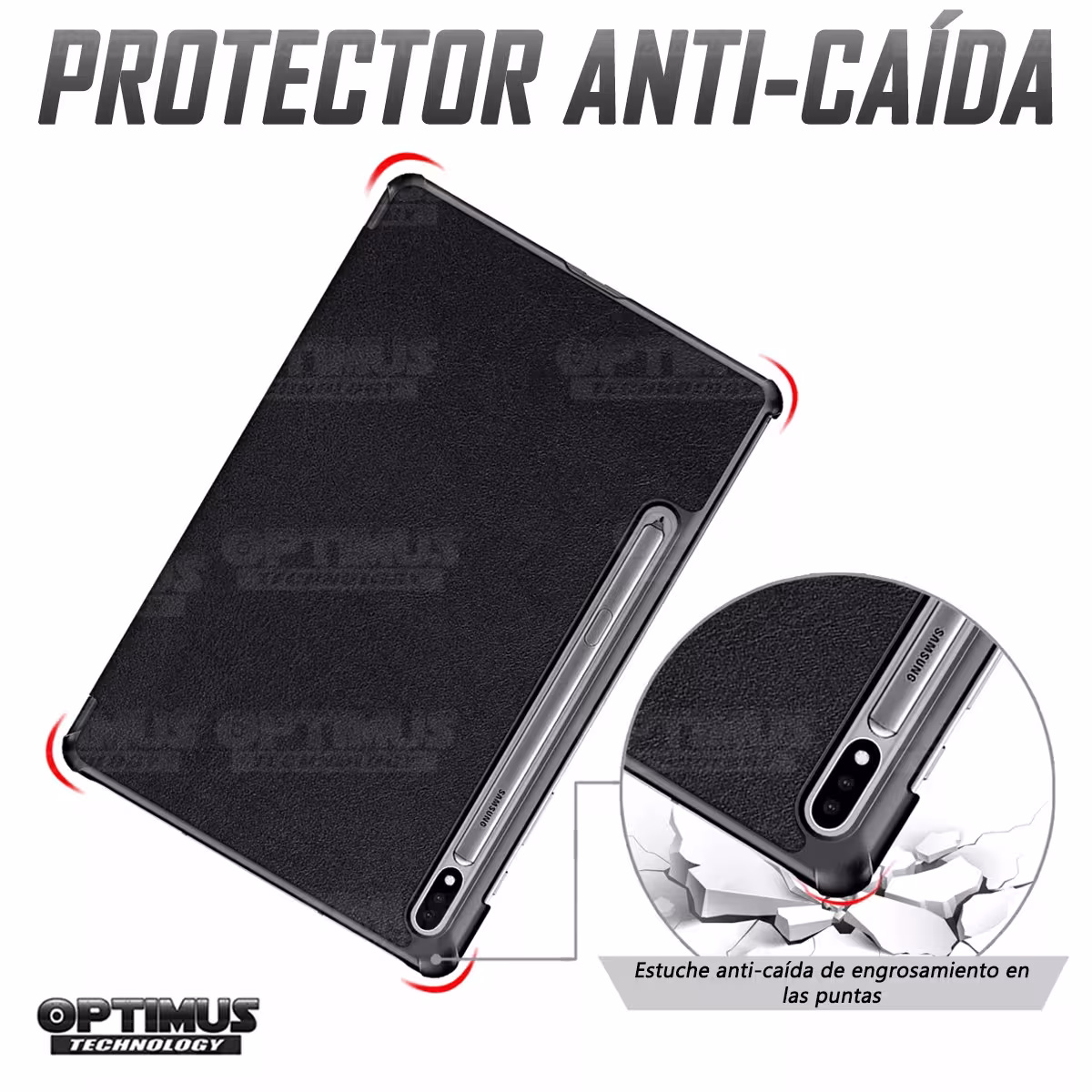 Kit Case Folio Protector + Teclado Mouse Touchpad Bluetooth para Tablet Samsung Galaxy Tab S7 FE 12,4" Pulgadas OPTIMUS TECHNOLO