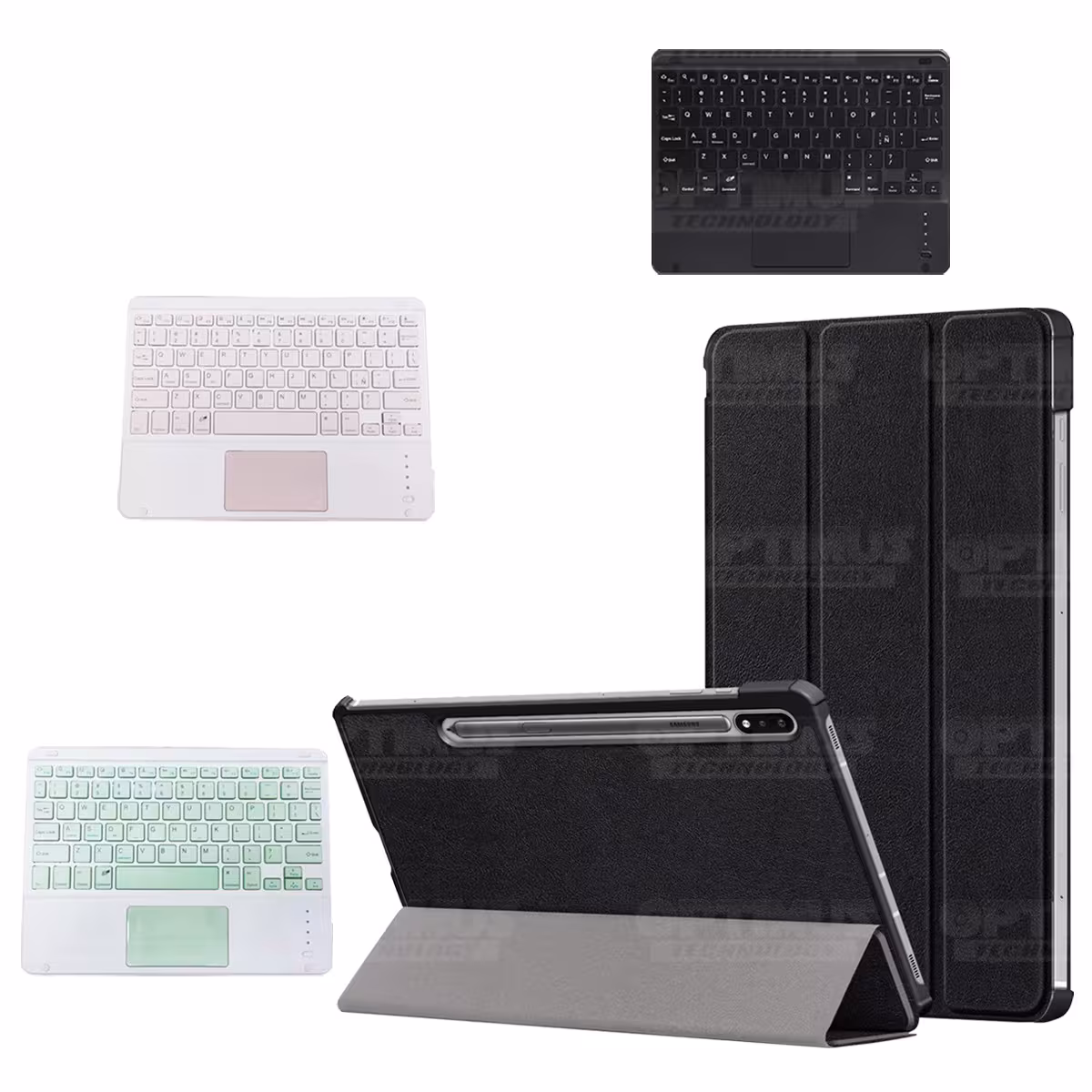 Kit Case Folio Protector + Teclado Mouse Touchpad Bluetooth para Tablet Samsung Galaxy Tab S7 FE 12,4" Pulgadas OPTIMUS TECHNOLO