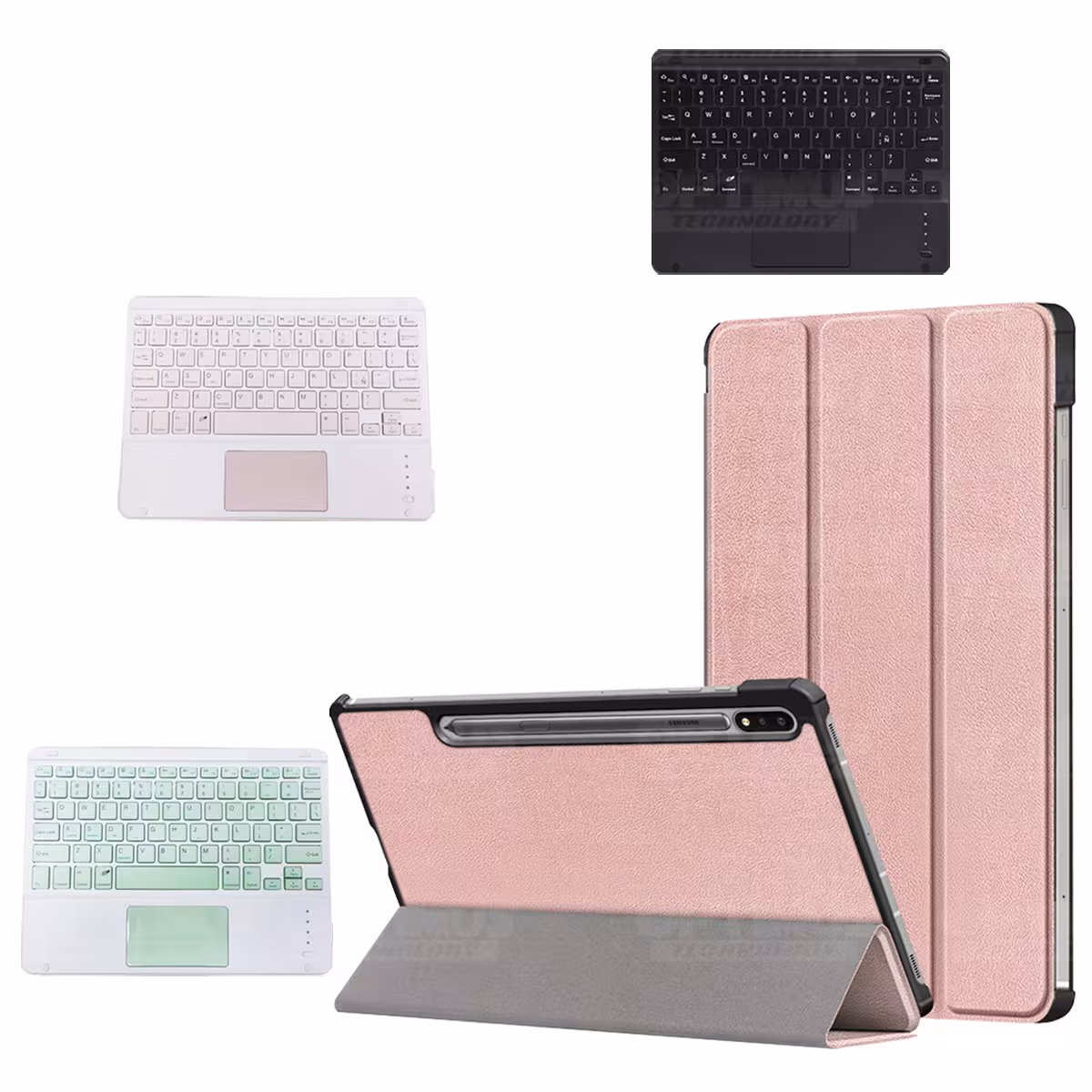 Kit Case Folio Protector + Teclado Mouse Touchpad Bluetooth para Tablet Samsung Galaxy Tab S7 FE 12,4" Pulgadas OPTIMUS TECHNOLO