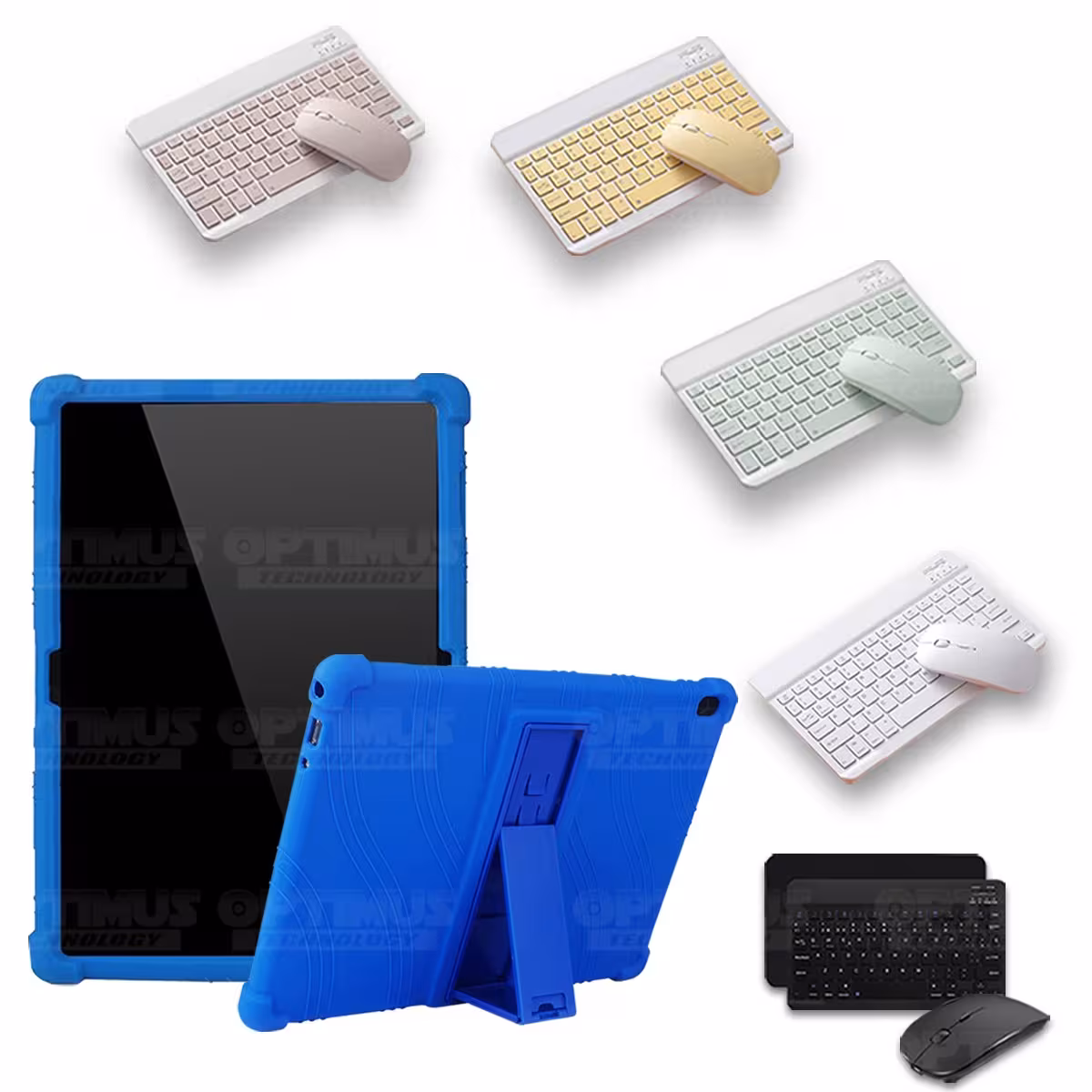 Kit Case Forro Protector Antigolpes + Teclado y Mouse Ratón Bluetooth para Tablet Lenovo Tab M10 Tb-x505f OPTIMUS TECHNOLOGY™ -