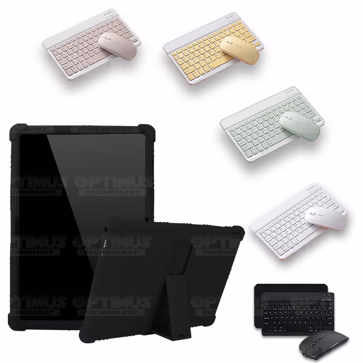 Kit Case Forro Protector Antigolpes + Teclado y Mouse Ratón Bluetooth para Tablet Lenovo Tab M10 Tb-x505f OPTIMUS TECHNOLOGY™ -