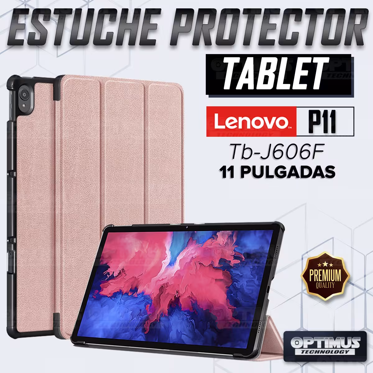 Kit Vidrio Cristal Templado Y Estuche Case Protector para Tablet Lenovo P11 2020 Tb-J606F OPTIMUS TECHNOLOGY™ - 7