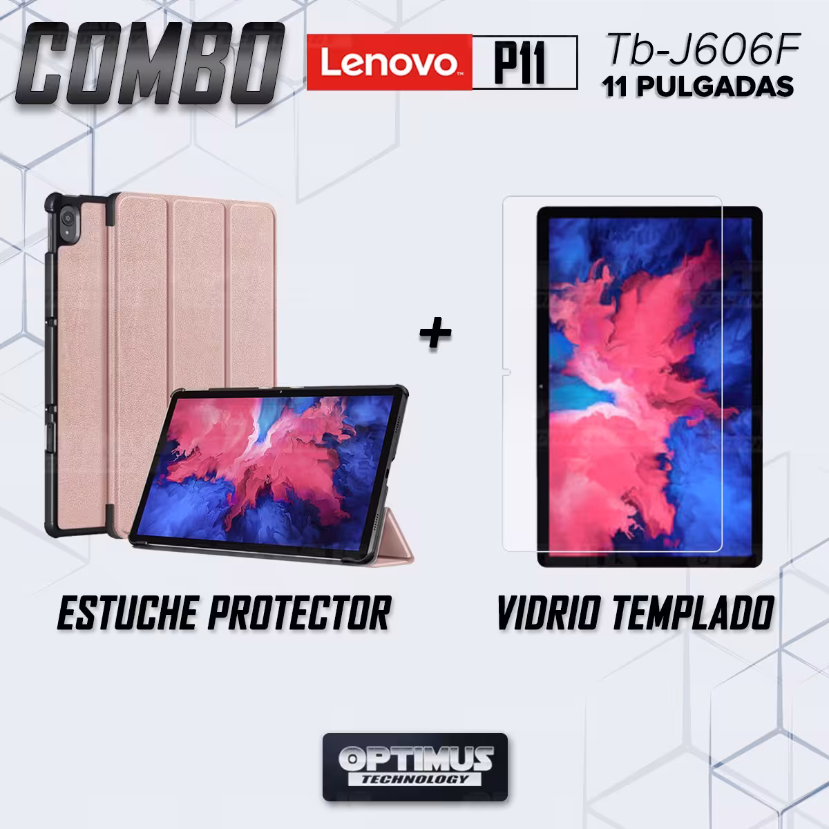 Kit Vidrio Cristal Templado Y Estuche Case Protector para Tablet Lenovo P11 2020 Tb-J606F OPTIMUS TECHNOLOGY™ - 6