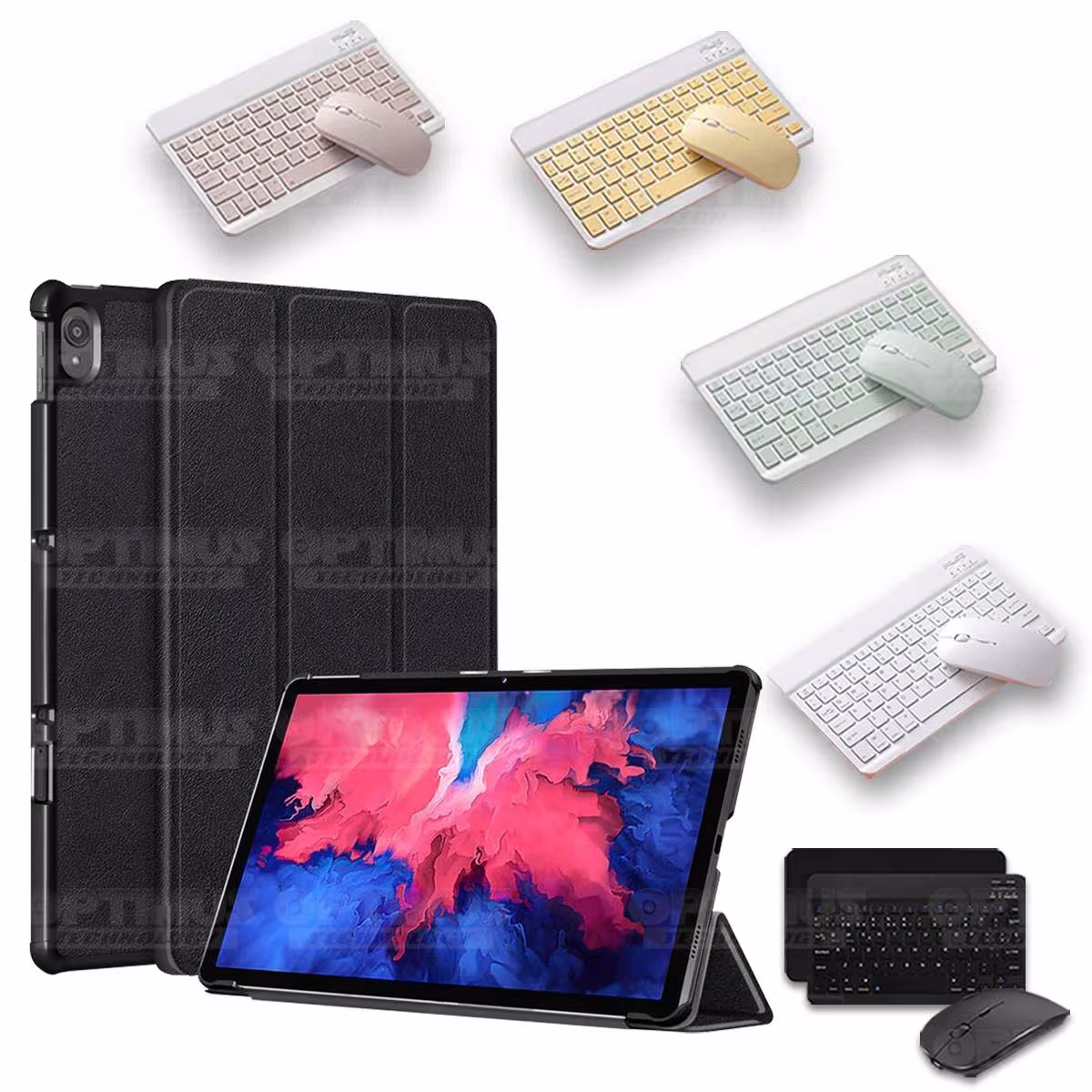 Kit Case Forro Protector + Teclado y Mouse Ratón Bluetooth para Tablet Lenovo P11 2020 Tb-J606F OPTIMUS TECHNOLOGY™ - 11