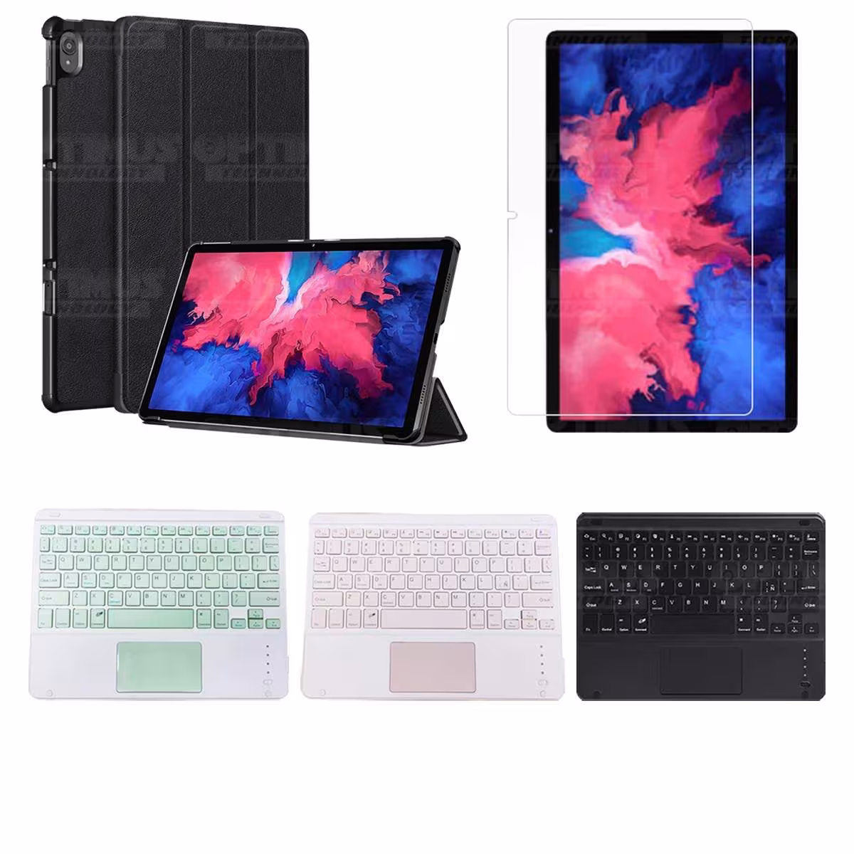 Kit Vidrio templado + Case Protector + Teclado con Mouse Touchpad Bluetooth Tablet Lenovo P11 2020 Tb-J606F OPTIMUS TECHNOLOGY™