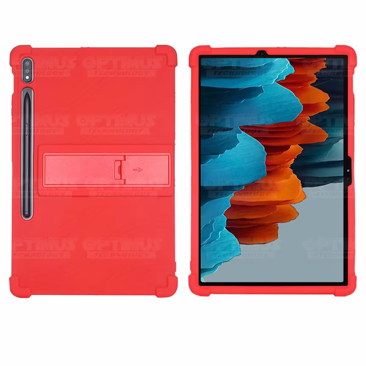 Estuche Case protector de goma Tablet Samsung Galaxy Tab S7 FE 12,4" Pulgadas Anti golpes con soporte OPTIMUS TECHNOLOGY™ - 11