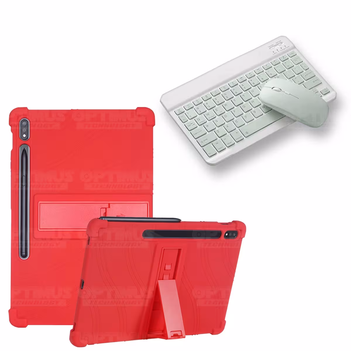Kit Case Forro Protector Antigolpes + Teclado y Mouse Ratón Bluetooth para Tablet Samsung Galaxy Tab S7 FE 12,4" Pulgadas OPTIMU