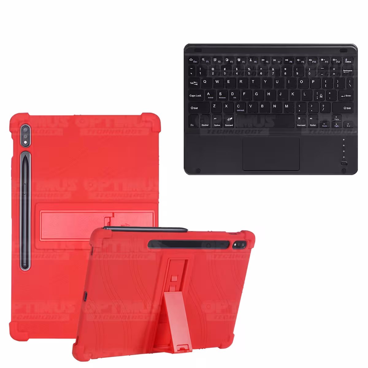 Kit Case Estuche Protector Antigolpes + Teclado Mouse Touchpad Bluetooth para Tablet Samsung Galaxy Tab S7 FE 12,4" Pulgadas OPT