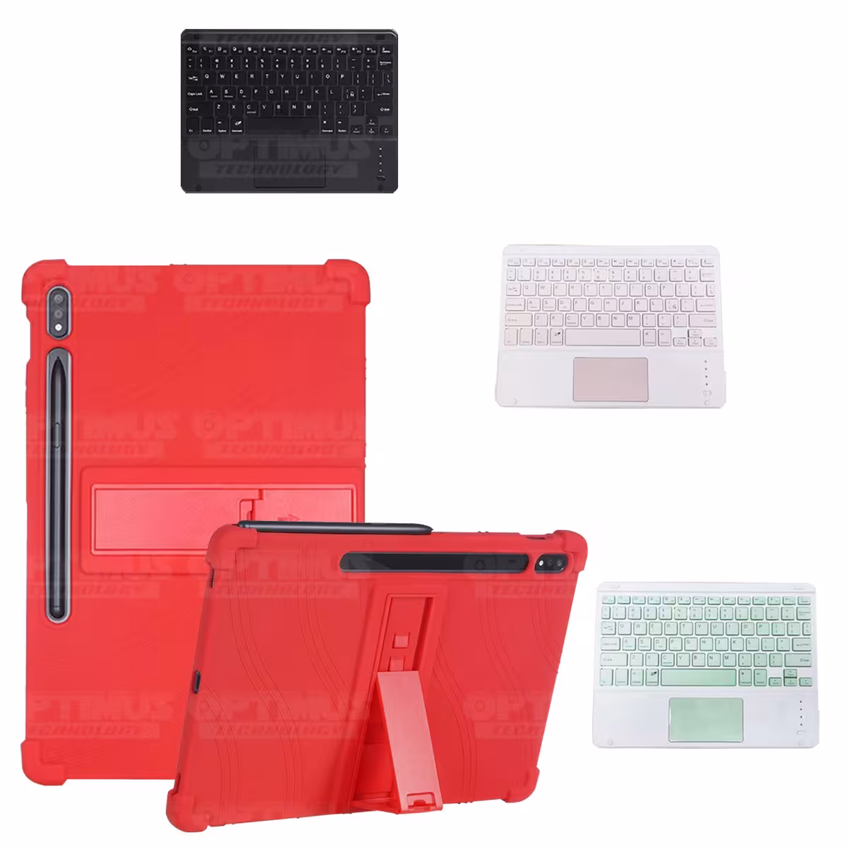 Kit Case Estuche Protector Antigolpes + Teclado Mouse Touchpad Bluetooth para Tablet Samsung Galaxy Tab S7 FE 12,4" Pulgadas OPT