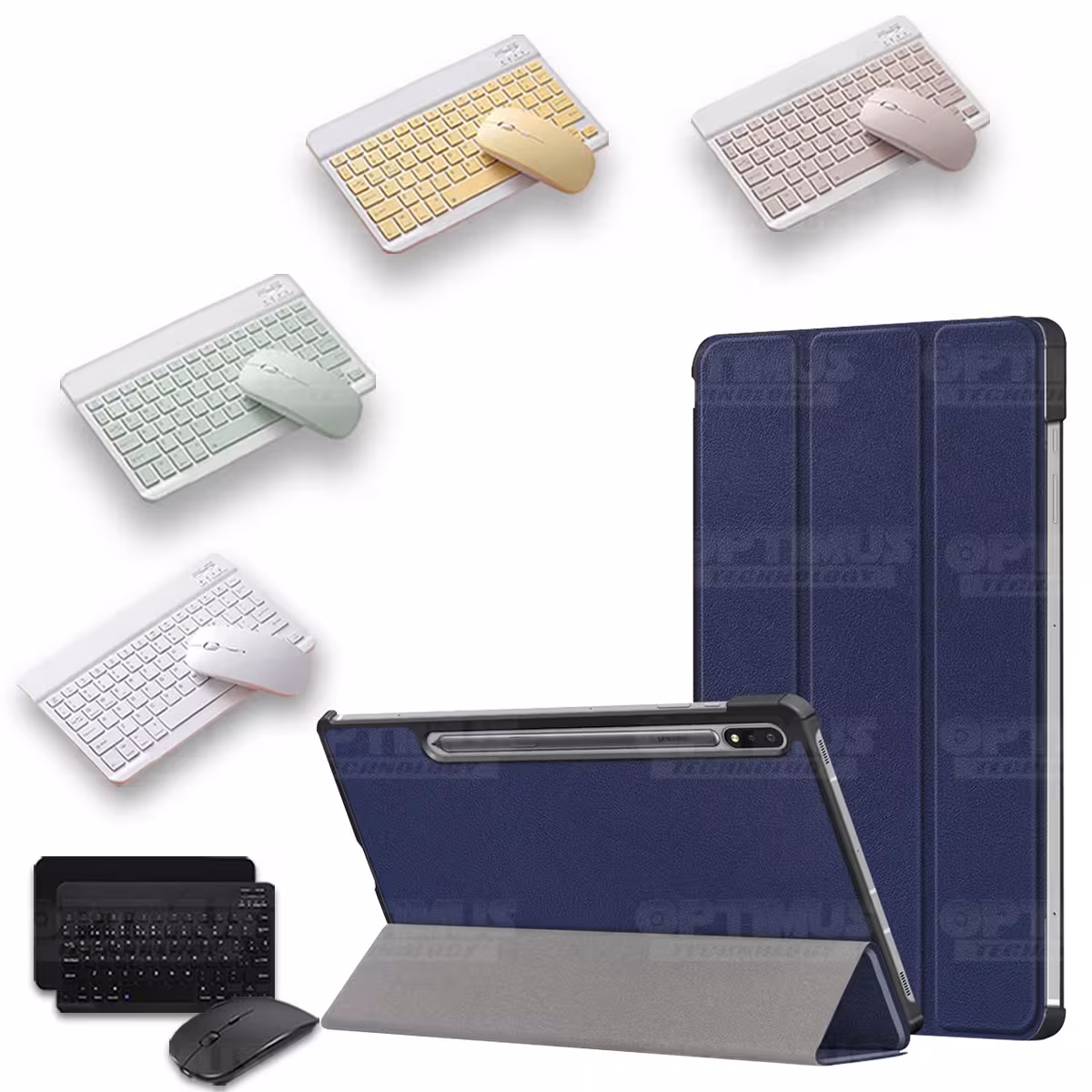 Kit Case Forro Protector + Teclado y Mouse Ratón Bluetooth para Tablet Samsung Galaxy Tab S7 FE 12,4" Pulgadas OPTIMUS TECHNOLOG