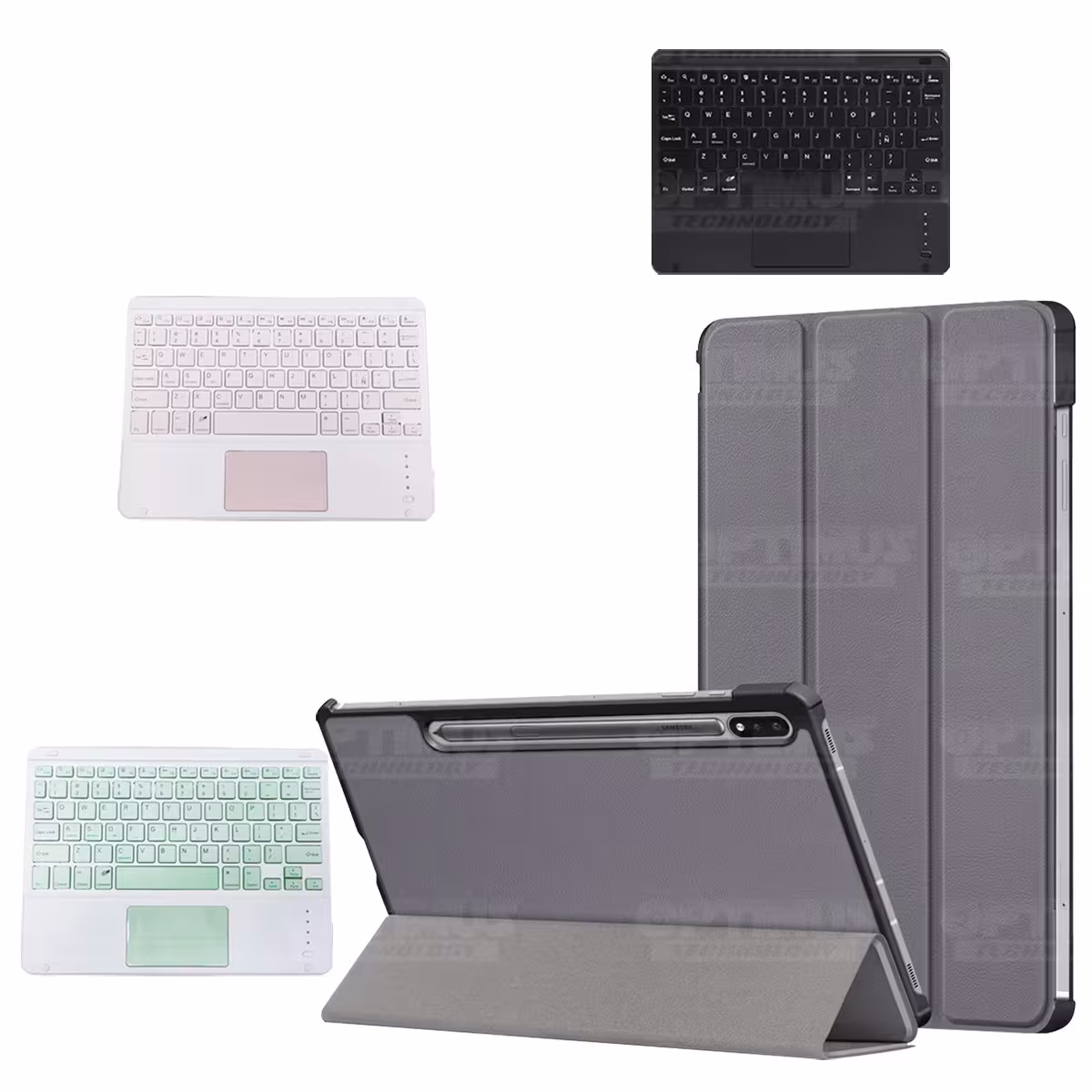 Kit Case Folio Protector + Teclado Mouse Touchpad Bluetooth para Tablet Samsung Galaxy Tab S7 FE 12,4" Pulgadas OPTIMUS TECHNOLO