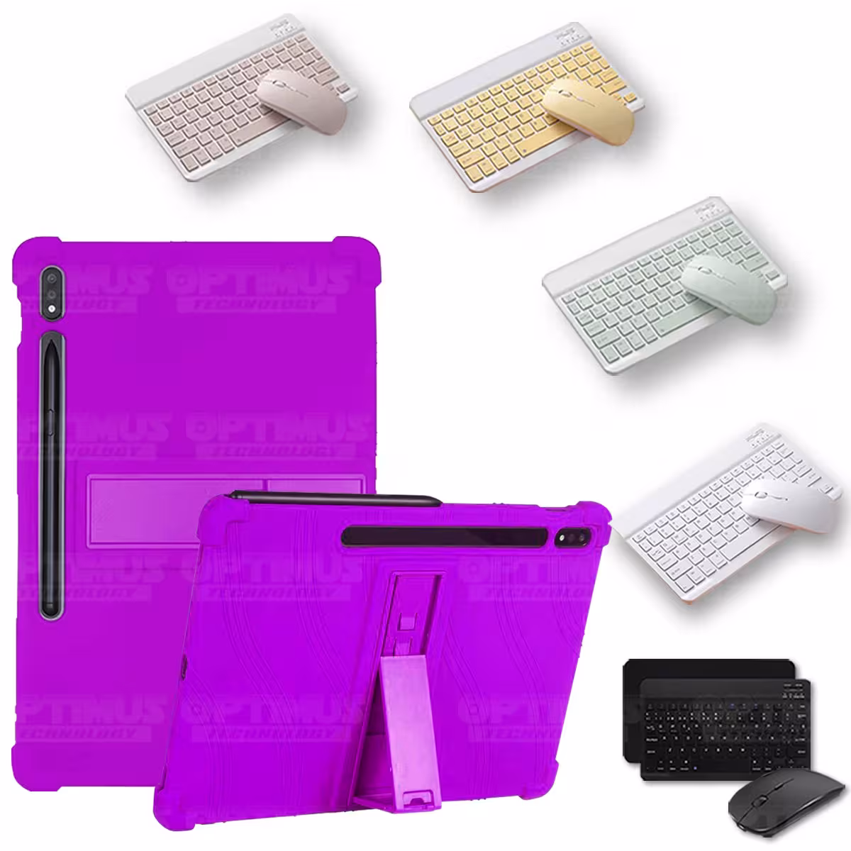 Kit Case Forro Protector Antigolpes + Teclado y Mouse Ratón Bluetooth para Tablet Samsung Galaxy Tab S7 Plus 12.4 Pulgadas